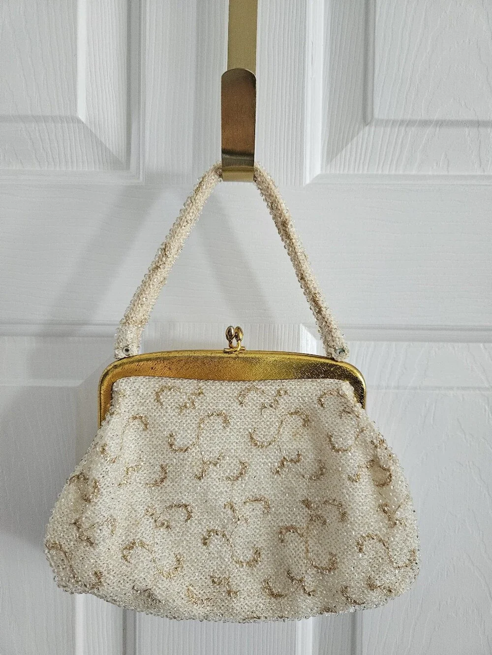 Vintage 40s Corde By Lumured Beaded Evening Bag Purse With Kisslock Closure - Picture 5 of 11